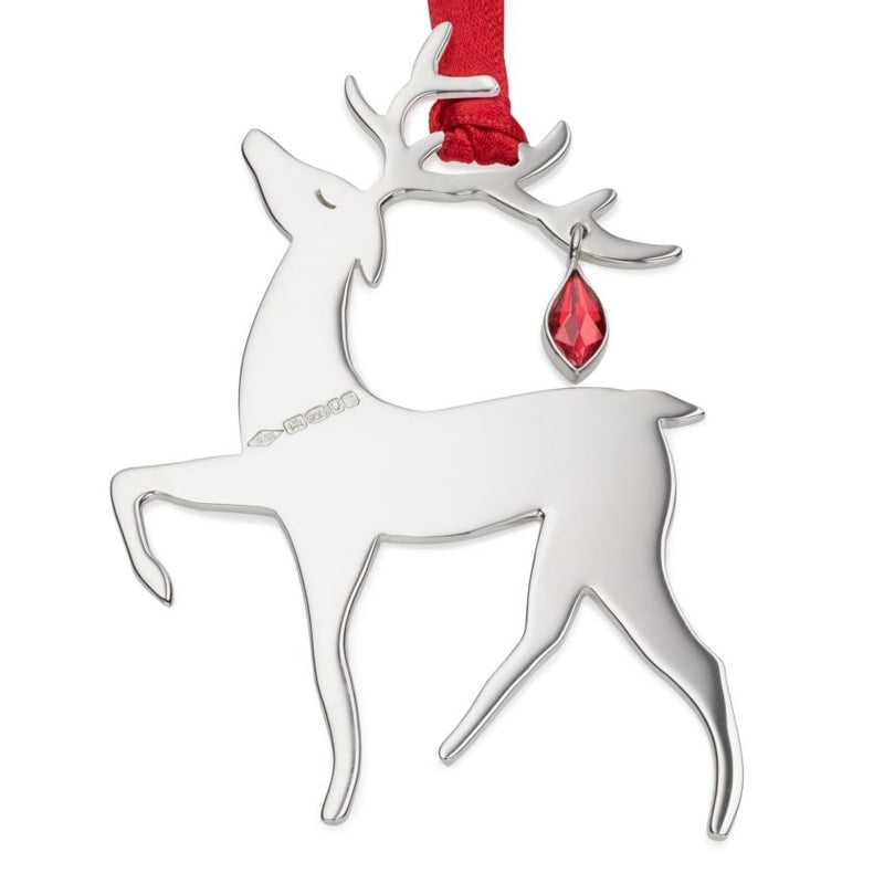 Sterling Silver Reindeer Christmas Tree Decoration with English Hallmarks with engraving