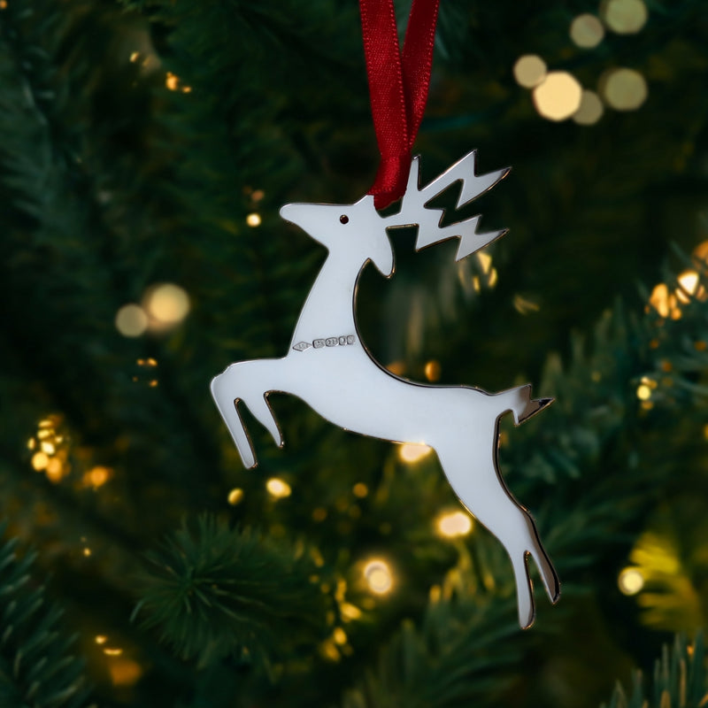 Blitzen Reindeer Sterling Silver Christmas Decoration