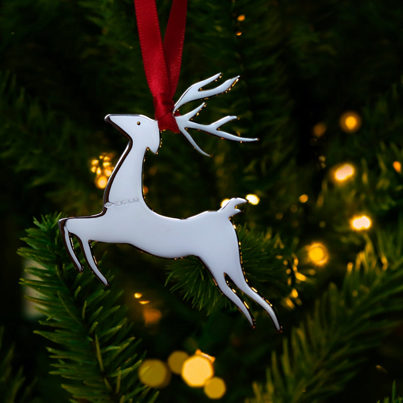 Comet Reindeer Sterling Silver Christmas Decoration