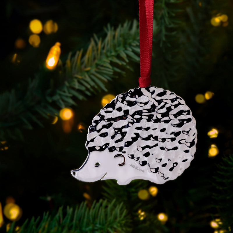 Hedgehog Sterling Silver Christmas Decoration