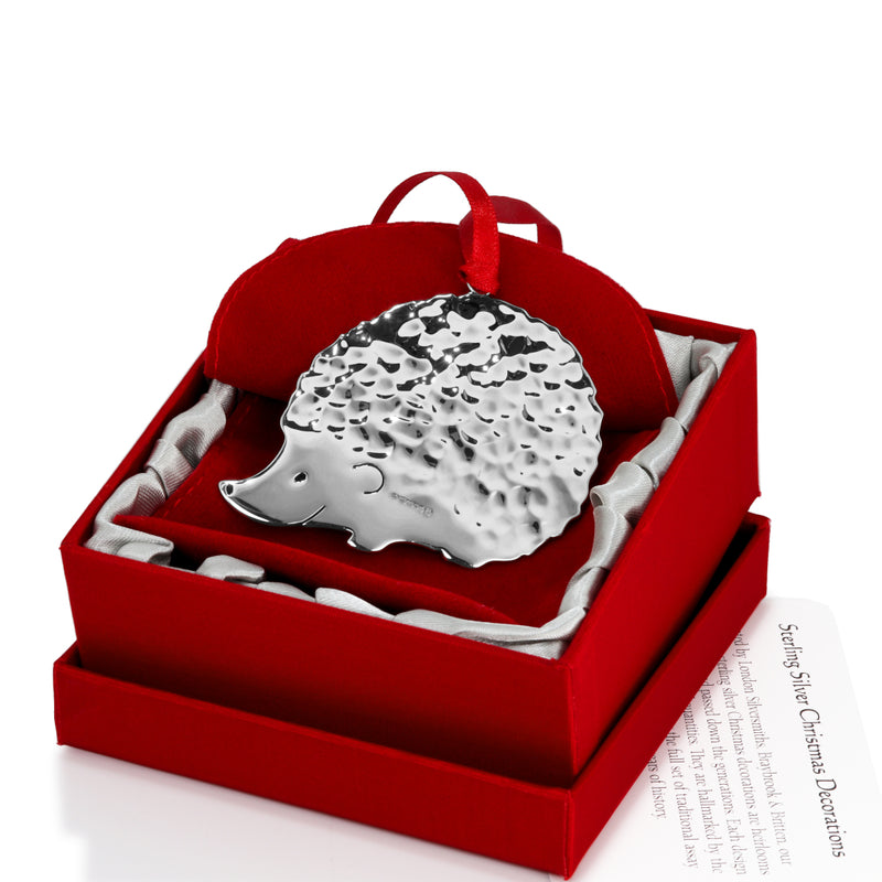 Hedgehog Sterling Silver Christmas Decoration