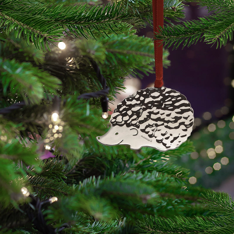 Hedgehog Sterling Silver Christmas Decoration