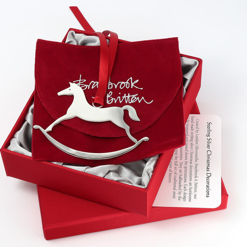 Sterling Silver Rocking Horse Christmas Decoration