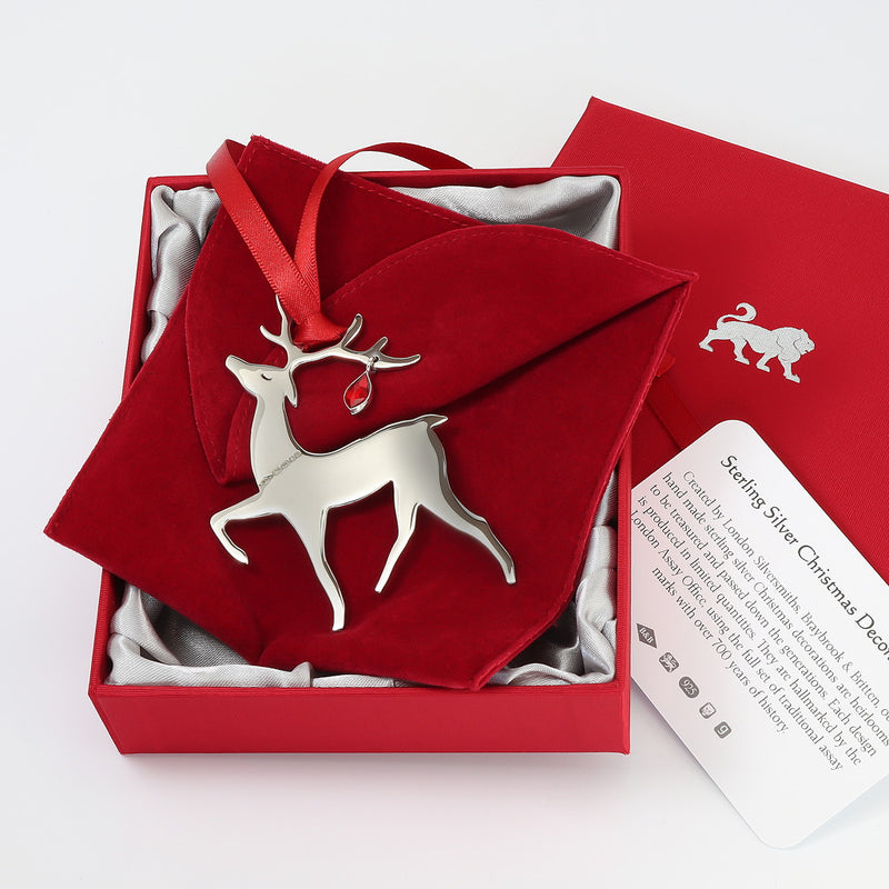 Vixen Reindeer Sterling Silver Christmas Decoration