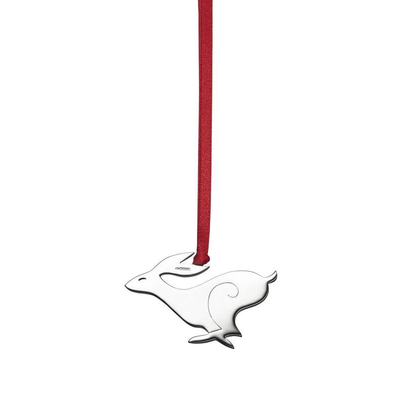 Running Hare Sterling Silver Christmas Tree Decoration
