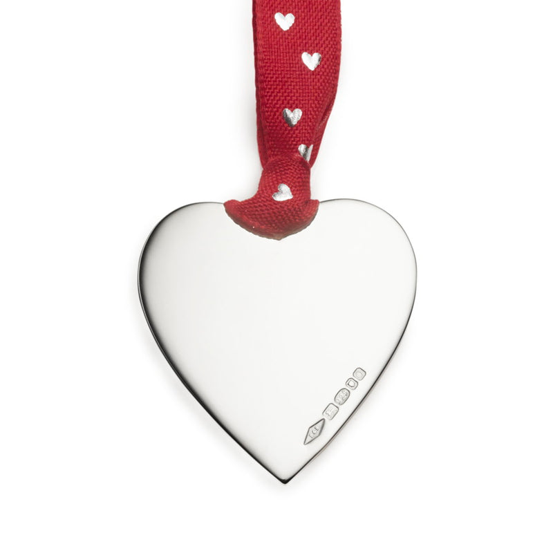 Sterling Silver Love-U-Heart Christmas Decoration (Red Ribbon)