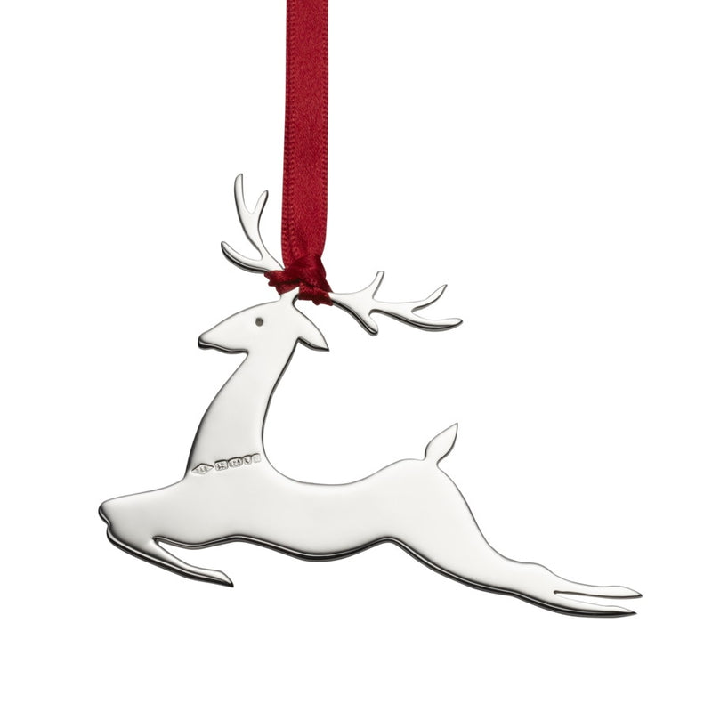Prancer Reindeer Sterling Silver Christmas Decoration