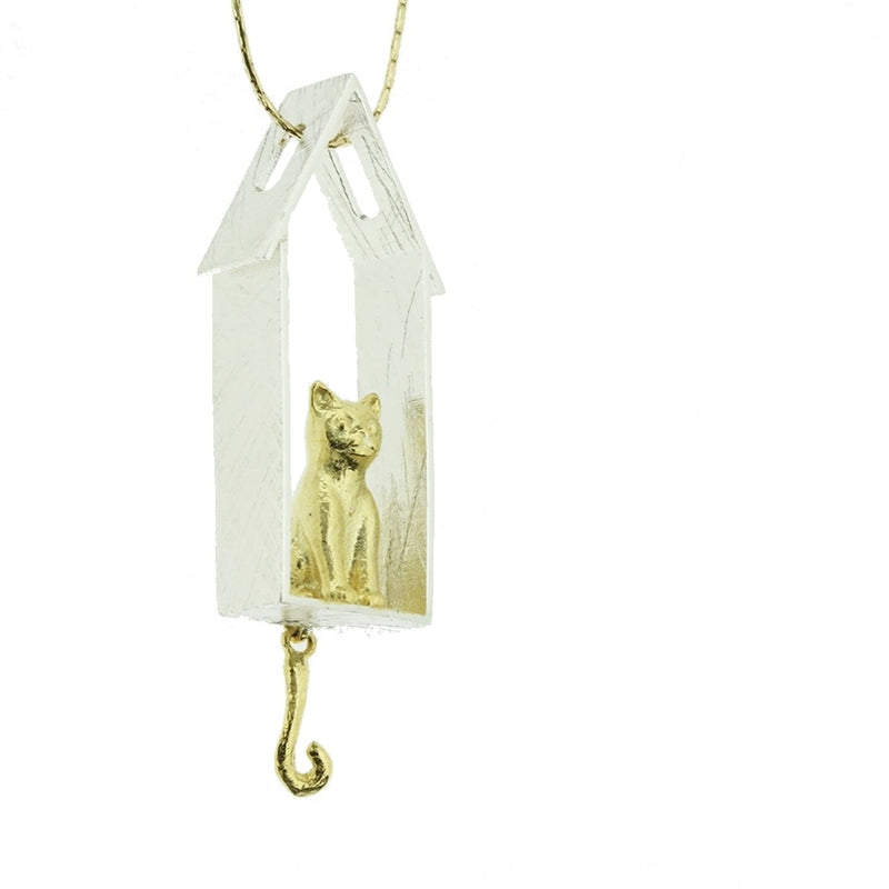 Cat at Home Sterling Silver Pendant