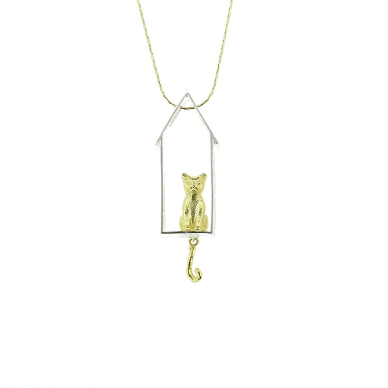 Cat at Home Sterling Silver Pendant