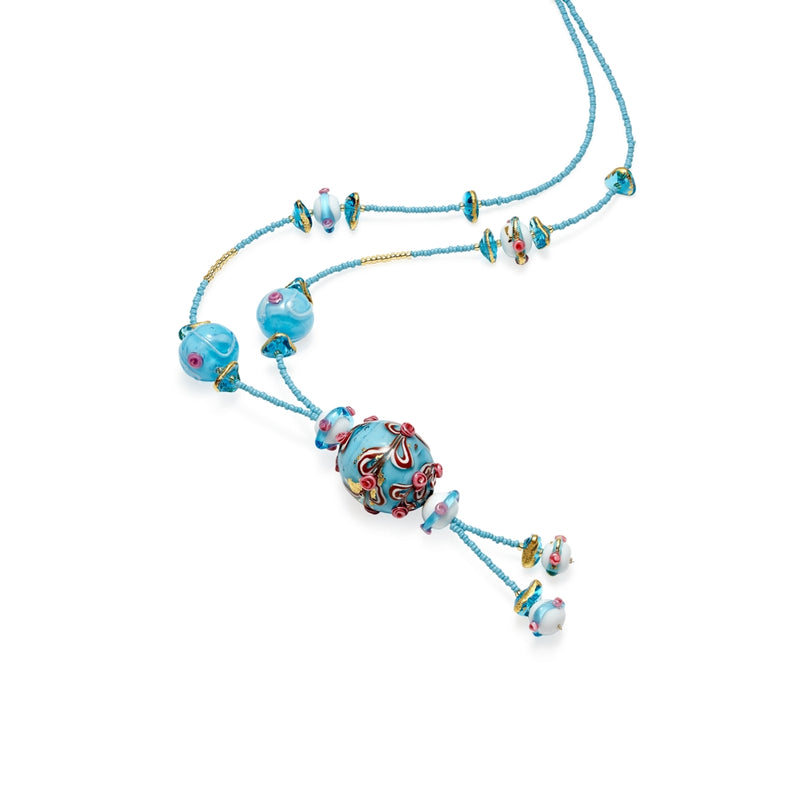 Delphina Murano Glass Rose Pendant Necklace