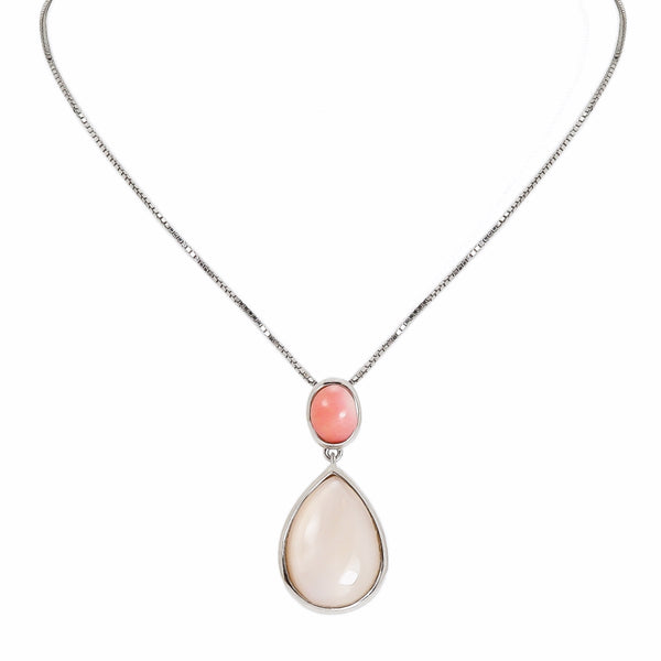 Seashell Coral, Mother of Pearl & Rock Crystal Pendant