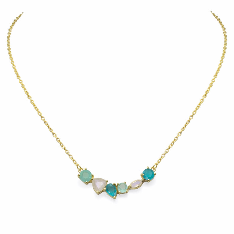 Trixie Moonstone, Apatite & Chalcedony Pendant Necklet