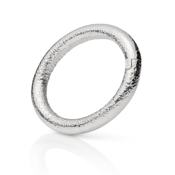Santorini Large Oval Sterling Silver Hinged Bangle