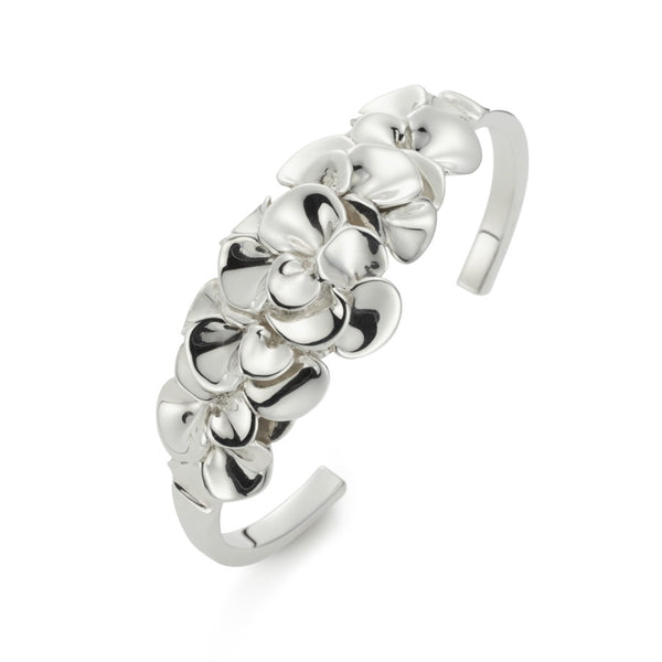 Gardenia Sterling Silver Torc Bangle