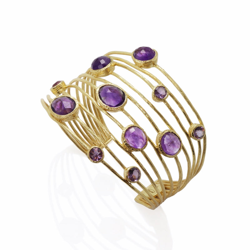 Pasha Amethyst Gilded Sterling Silver Cuff