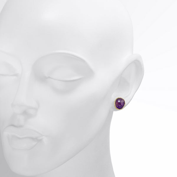 Pasha Amethyst Gilded Silver Stud Earrings