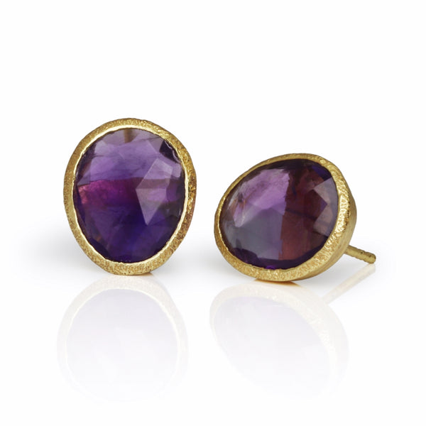 Pasha Amethyst Gilded Silver Stud Earrings