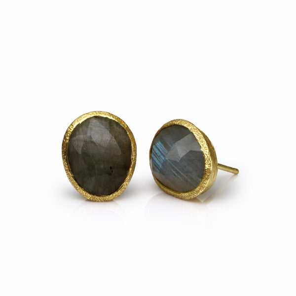 Pasha Labradorite Gilded Silver Stud Earrings