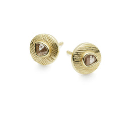 Ormonde Gilded Silver & Diamond Stud Earrings (circular)