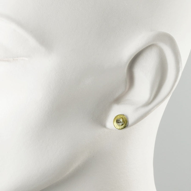 Ormonde Gilded Silver & Diamond Stud Earrings (circular)