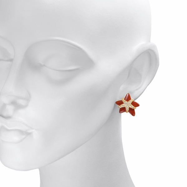 Starfish Red Jasper CZ Gilded Sterling Silver Earrings Braybrook Britten