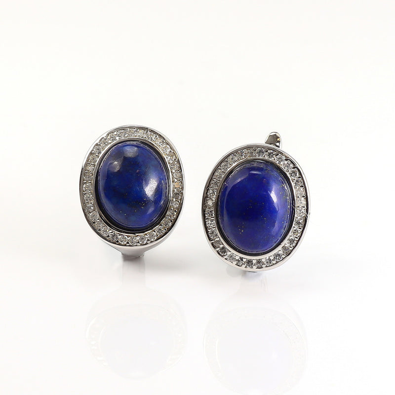 Tasneem Lapis Lazuli & CZ Sterling Silver Earrings CLEARANCE SAVE £25