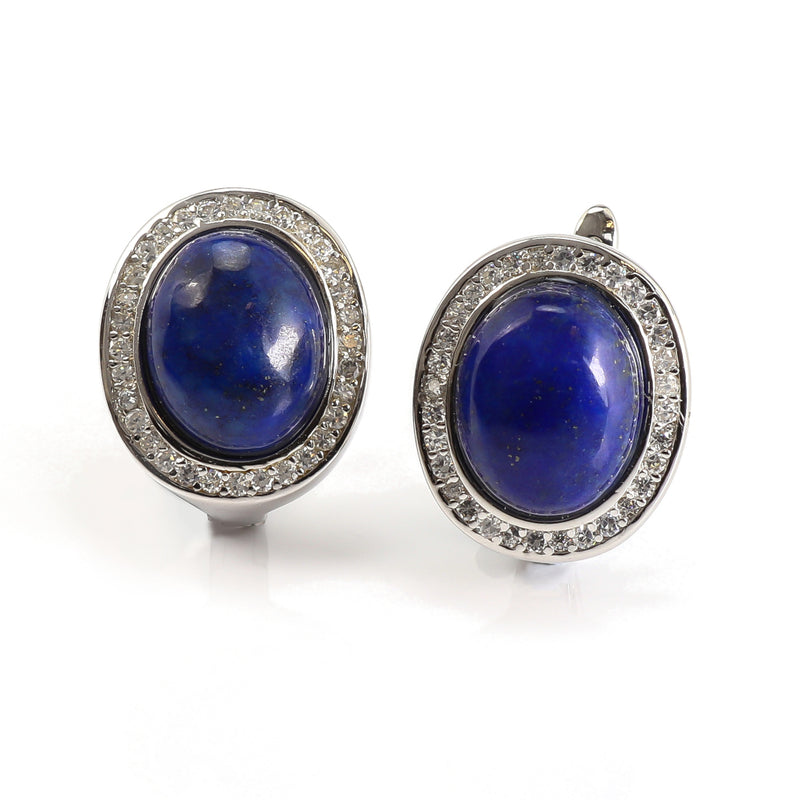 Tasneem Lapis Lazuli & CZ Sterling Silver Earrings CLEARANCE SAVE £25