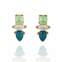 Trixie Moonstone, Apatite & Chalcedony Stud Earrings