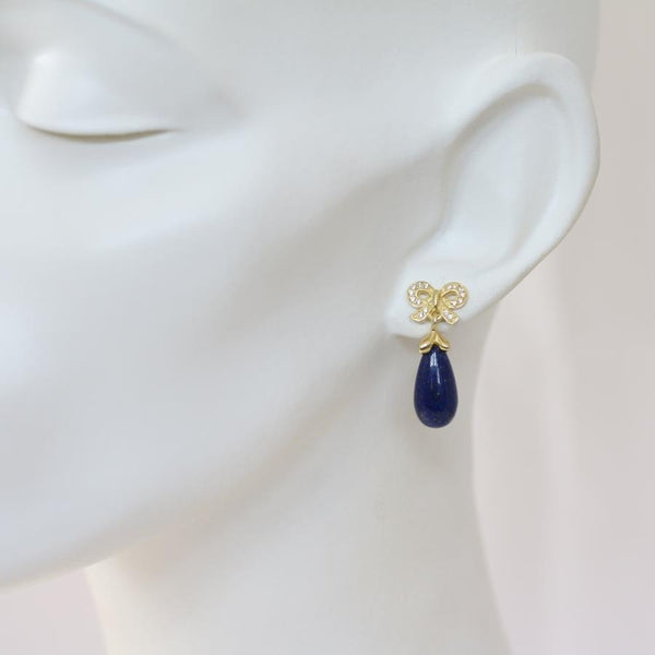 Bella Lapis Lazuli & CZ Bow Earrings