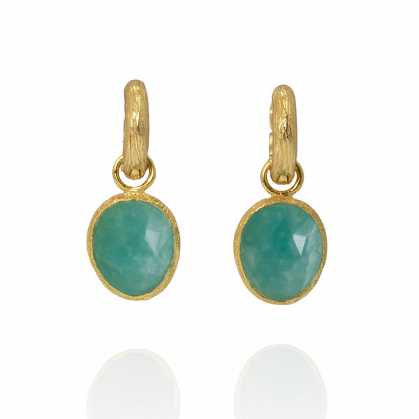 Pasha Amazonite Gilded Silver Hoop Earrings