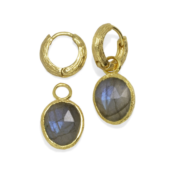 Pasha Labradorite Gilded Silver Hoop Earrings