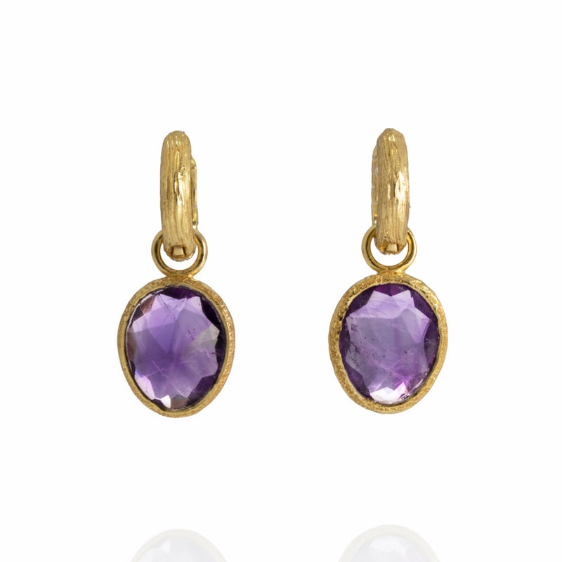 Pasha Amethyst Gilded Silver Hoop Earrings