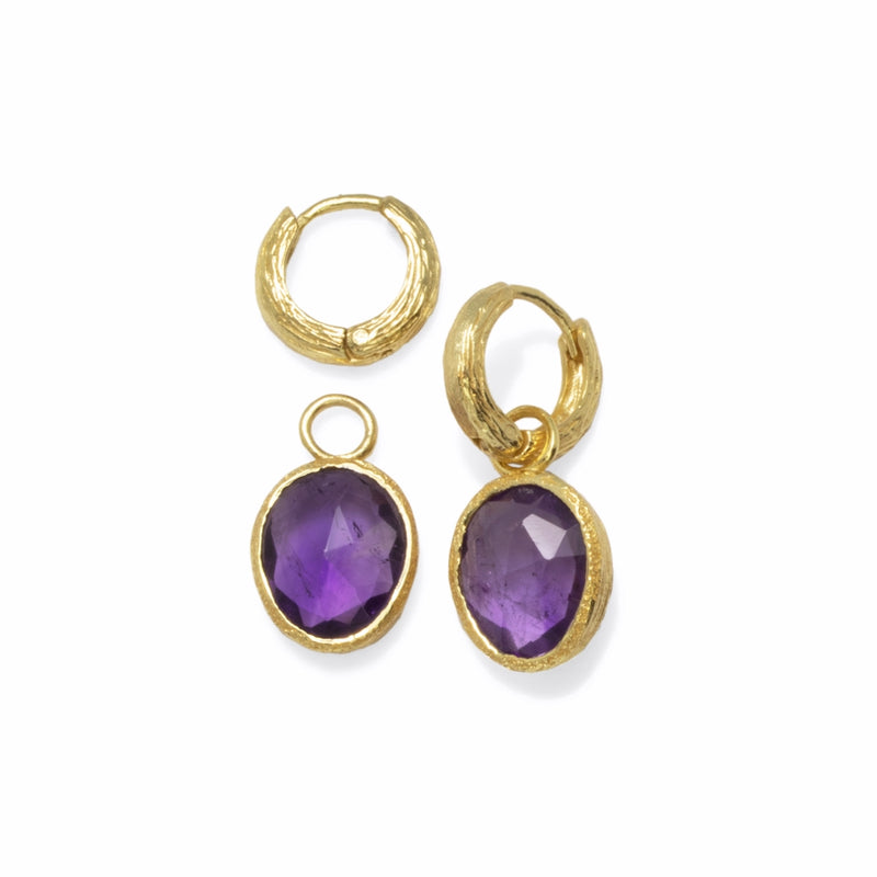 Pasha Amethyst Gilded Silver Hoop Earrings