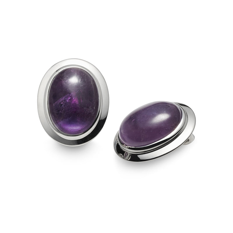 Viola Amethyst Cabochon Clip on Earrings CLEARANCE SAVE £76