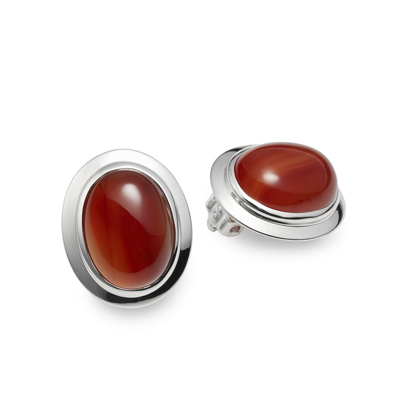 Carnelian Oval Cabochon Clip on Earrings CLEARANCE SAVE £60