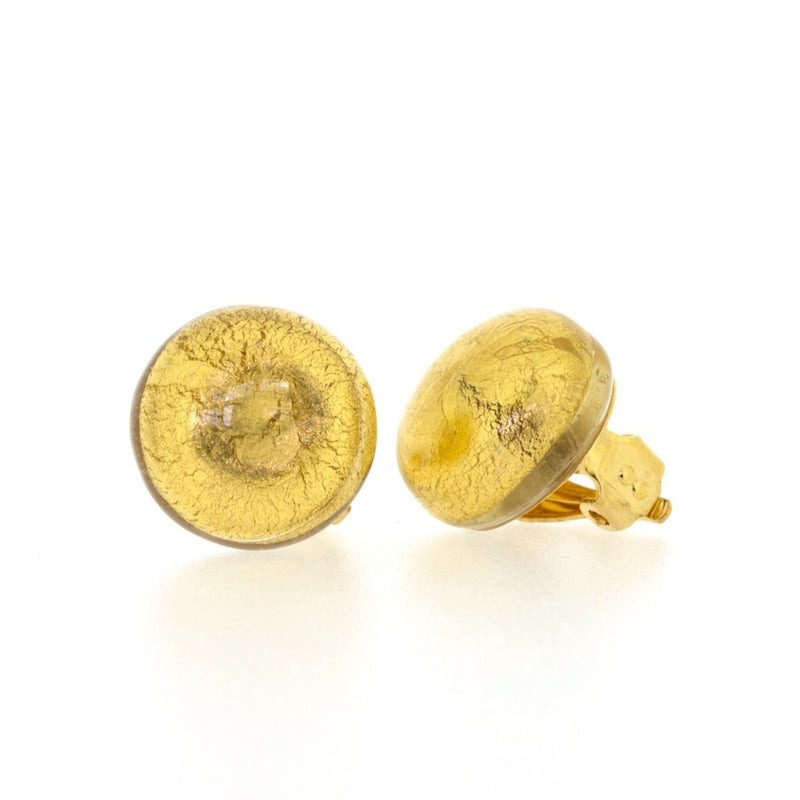 Golden Murano Glass Clip on Earrings 20mm
