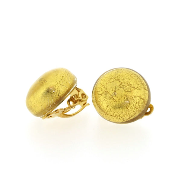 Golden Murano Glass Clip on Earrings 15mm