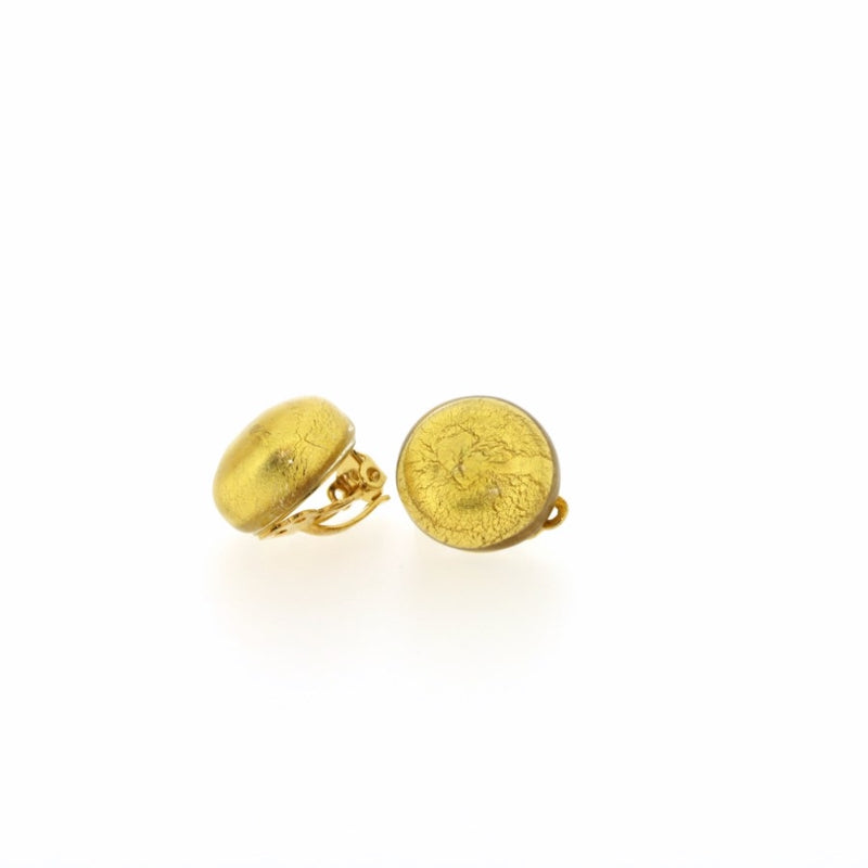Golden Murano Glass Clip on Earrings 15mm
