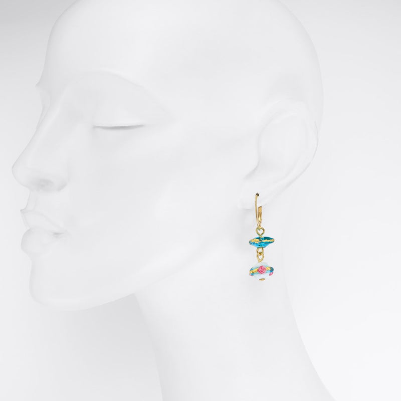 Delphina - Murano Glass Rose Earrings
