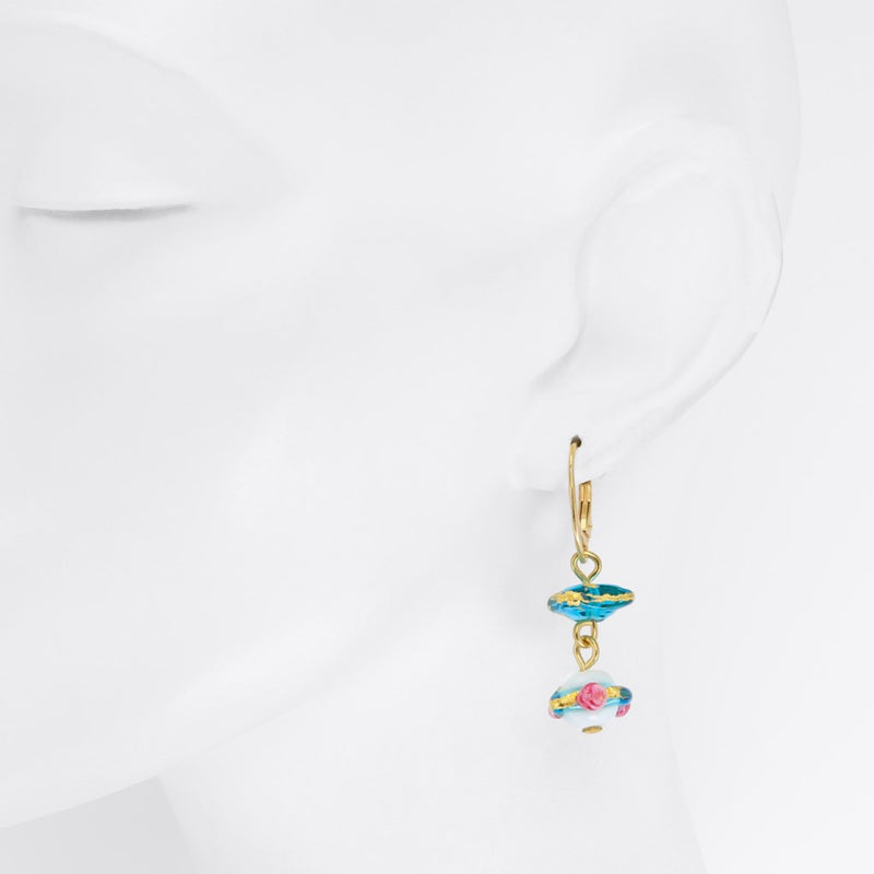 Delphina - Murano Glass Rose Earrings