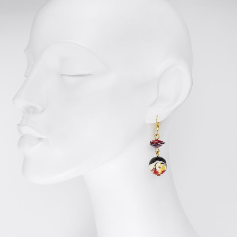 Tosca Murano Glass Red & Gold Earrings