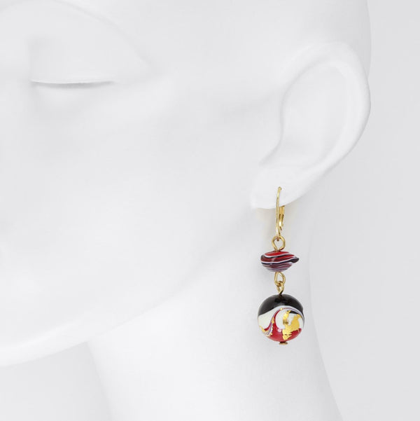 Tosca Murano Glass Red & Gold Earrings