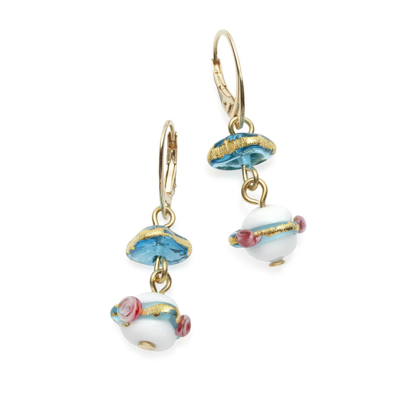 Delphina - Murano Glass Rose Earrings