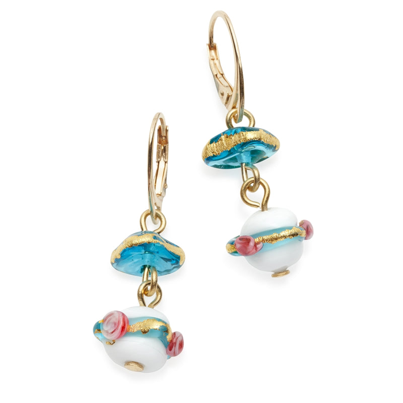 Delphina - Murano Glass Rose Earrings