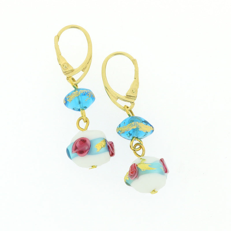 Delphina - Murano Glass Rose Earrings