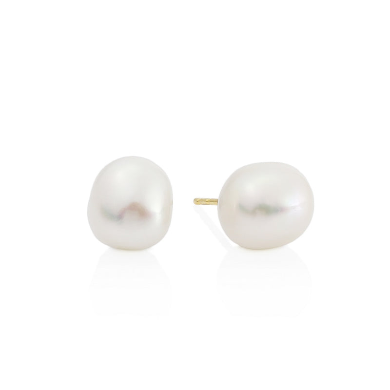 Mikki White Baroque Pearl 9ct Gold Studs