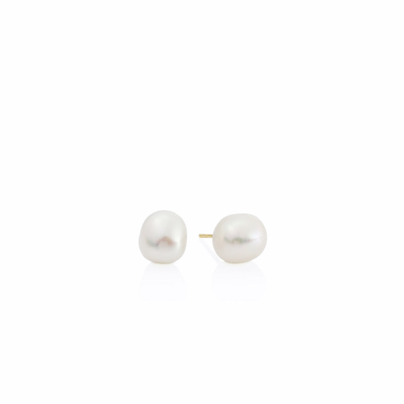 Mikki White Baroque Pearl 9ct Gold Studs