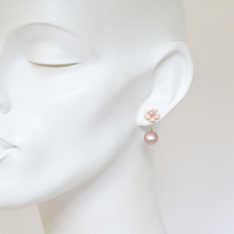 Lucie Pink Carved MOP & Pearl Earrings