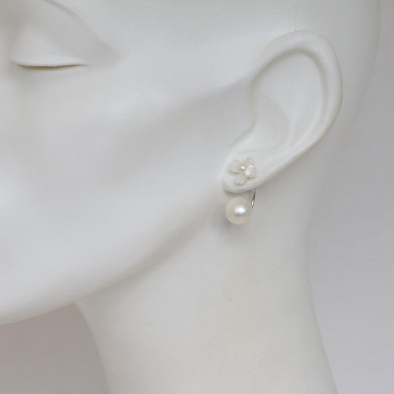 Lucie White Carved MOP & Pearl Earrings