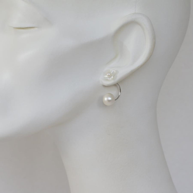 Lucie White Carved MOP & Pearl Earrings